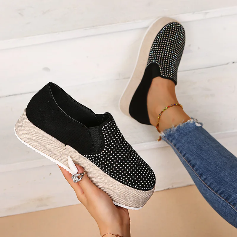 

Fall Sneakers Women's Flats Platform Loafers Elastic Light Casual Women's Sneakers Soft Vulcanized Shoes Women Platform Shoes