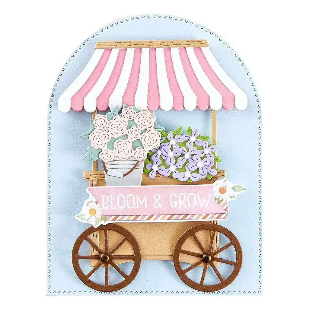 Flower Cart 2025 New Cutting Dies Scrapbook Diary Decoration Stencil Embossing Template Diy Greeting Card Handmade