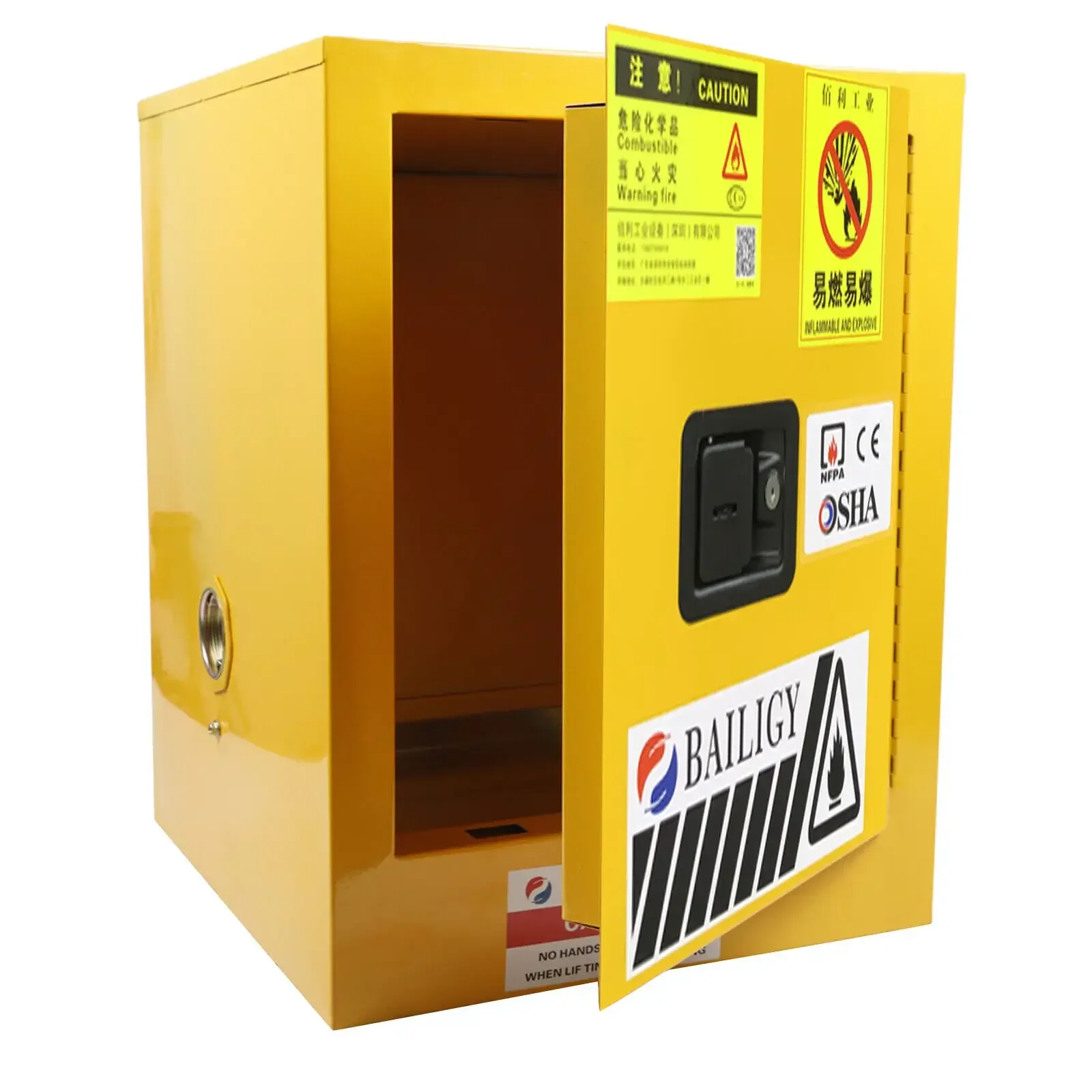 12 Gallon Safety Storage Cabinet for Flammable Liquids Leak-Proof Flammable Liquid Storage Manual Door Cabinet Fireproof Safety