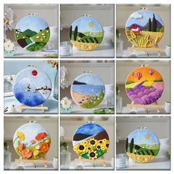 CHENISTORY DIY Wool Felting Painting With Embroidery Frame Handmade Needle Felt Painting kit Picture For Home Decors Crafts Gift