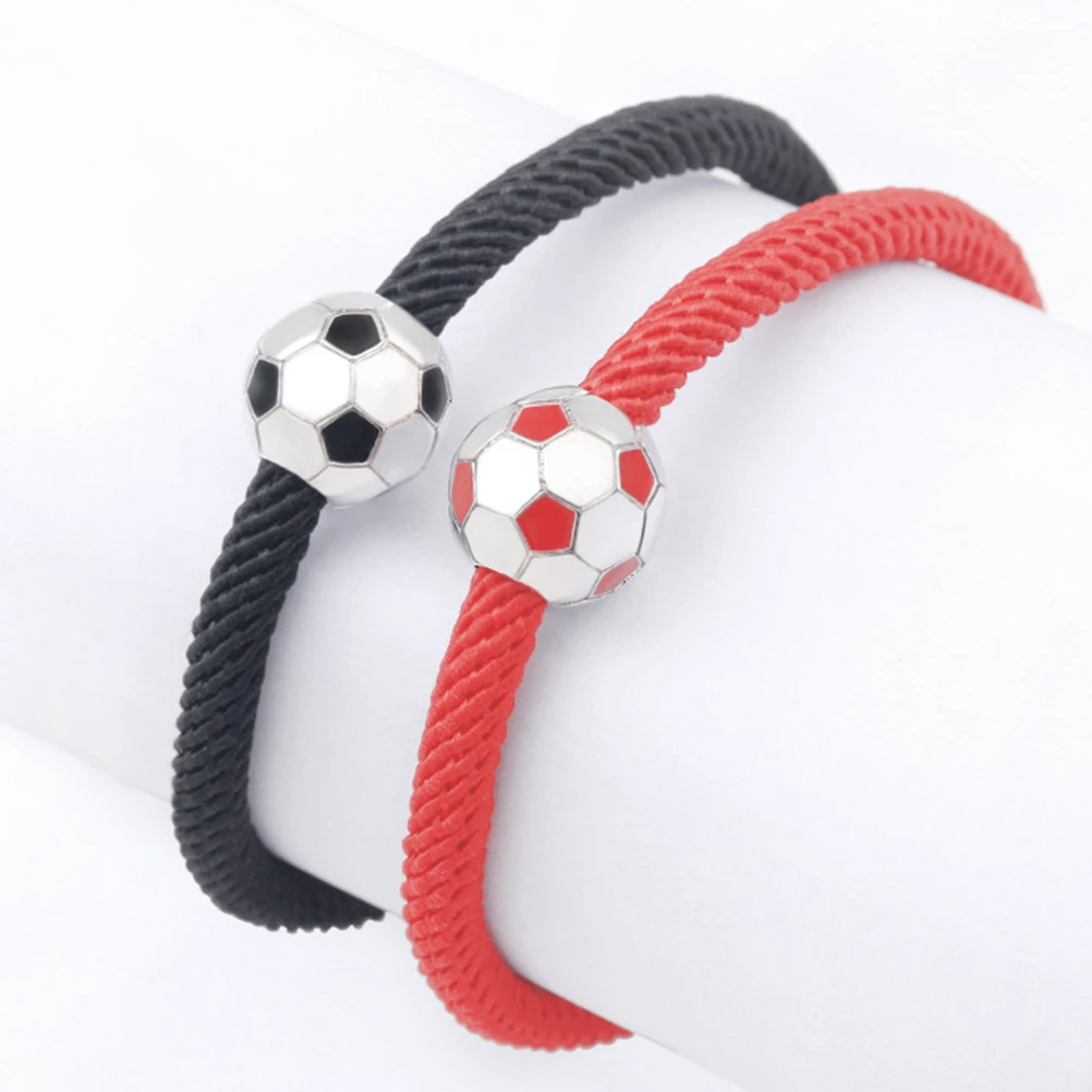2 قطعة أساور كرة القدم زوجين مقاومة للاهتراء قابل للتعديل أساور المعصم كرة القدم الرياضة المشجعين الهدايا التذكارية سوار كرة القدم