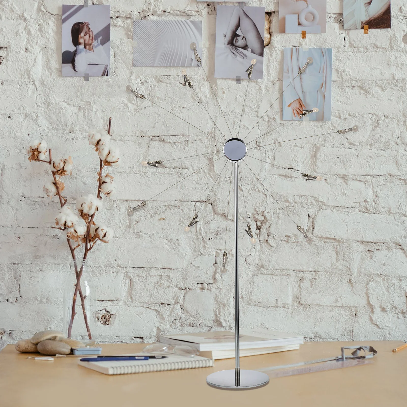 

14 Clips Rack Silver Tabletop Picture Holder Rotating Desktop Decor St Decor Frame Sky Wheel Photo Rack Photo Display
