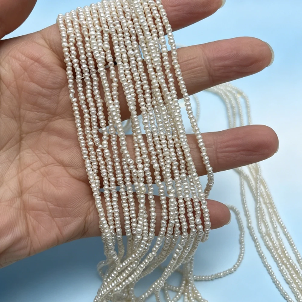 

1.8-2mm Grade A Flat Bead Natural Freshwater Pearl Semi-Finished Beads for Jewelry Making DIY Necklace Bracelet Accessories 36cm