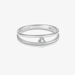 VEWANT 925 Sterling Silver Zircon CZ Two Line Ring Round Women 2024 Shiny Simple Luxury Wedding Anniversary Fine Jewelry