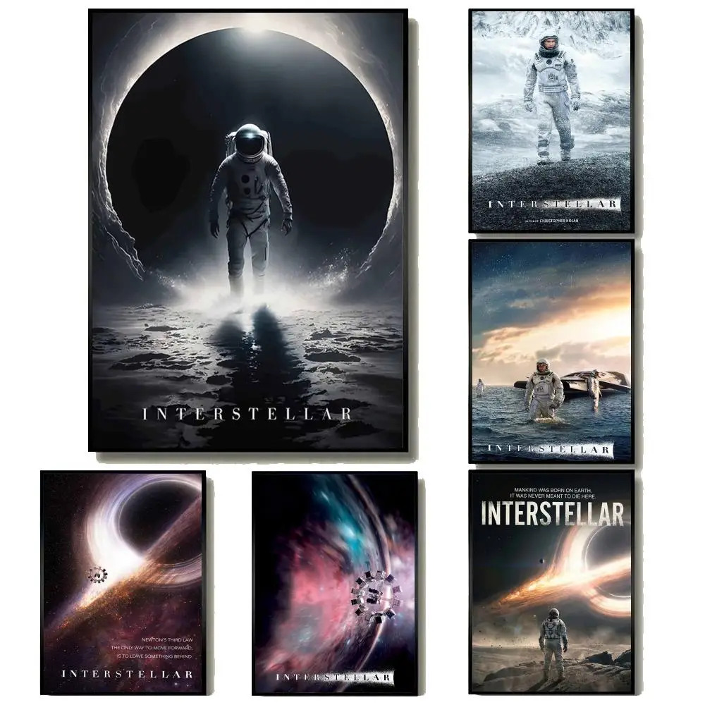 Klassisches Filmplakat „Interstellar“ – Moderne minimalistische Wandkunstdrucke für die Inneneinrichtung von Schlafzimmer und Wohnzimmer.