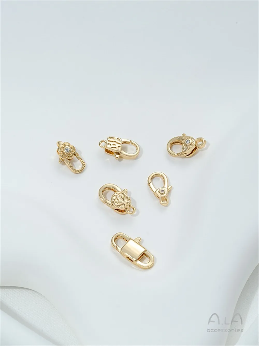 14K Gold Zirconium Lobster Buckle Accessories Flower-shaped Spring Buckle Diy Handmade Jewelry Bracelet Necklace Materials