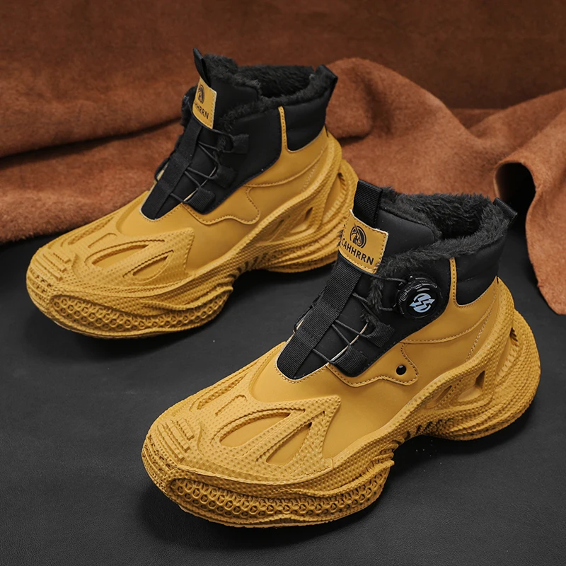 High Top Pu Leather Anti Slip Footwear 2025 Winter Ankle Boots Hot Selling New Men's Casual Shoes Fashion Comfortable Breathable