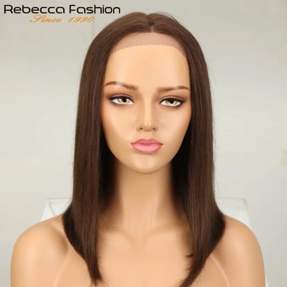 Rebecca Human Hair Wigs For Women Straight Bob Peruvian Hair Wigs Omber Blonde Brown Colored T Part Lace Wigs Real Woman Wigs