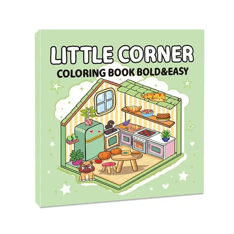 Exquisite-Little Corner Cute Comfy Coloring Book For Adults And Teens Featuring Adorable Creatures In Cozy Hygge Moments