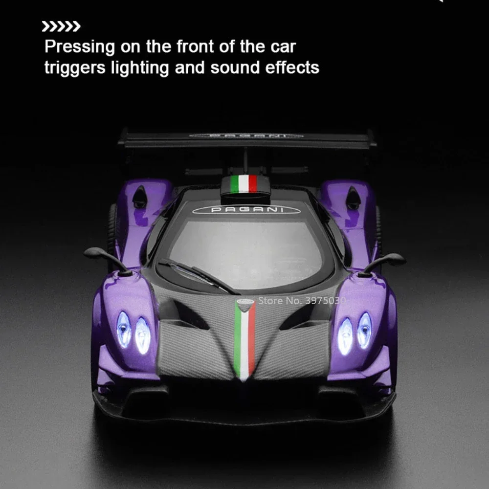 1:31 Pagani Zonda Revolucion Alloy Sports Car Model Toy Metal Diecast Scale Vehicles with Sound Light Collection Toys for Boys