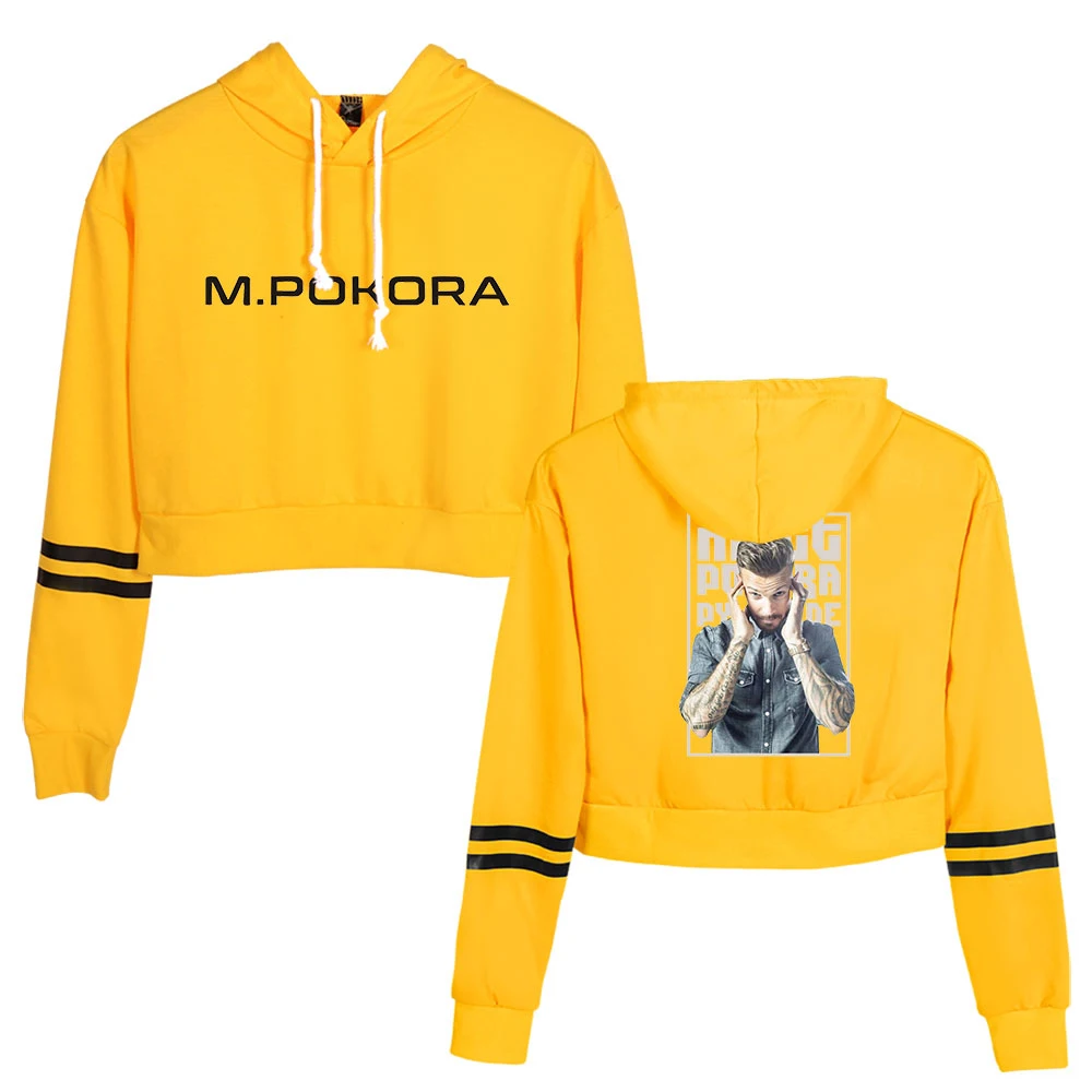 M. Pokora Hoodie Female Long Sleeve Navel Cropped Hoodie Women's Pullover Casual Streetwear Rapper Matt Pokora Girls Clothes