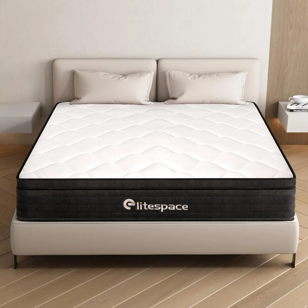 Matelas en Mousse à Mémoire de Forme Grise Hybride, Taille Queen, 10 Pouces, Poche Individuelle, Respirant, Confortable, Instituts de Pression