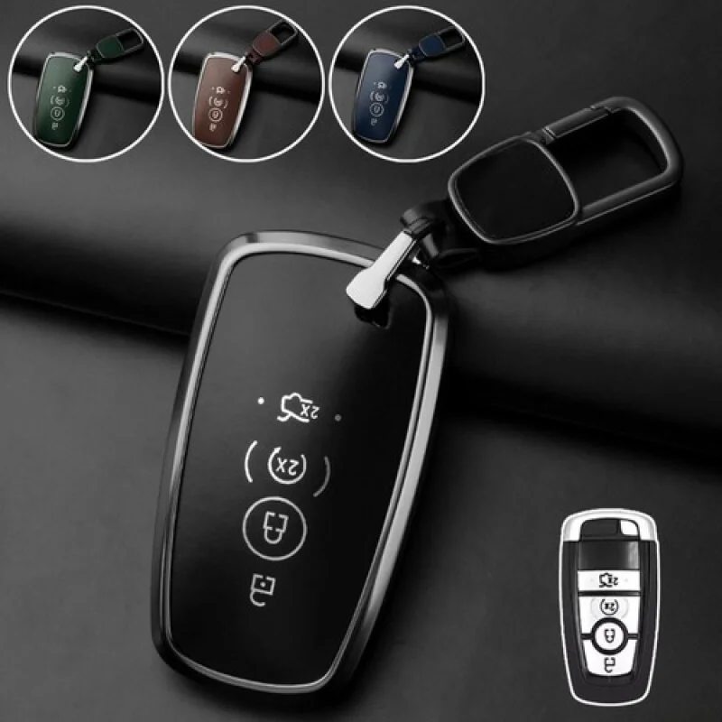 

A+ Alloy Leather Car Key Fob Case Cover For Lincoln MKZ Navigator MKX Continental