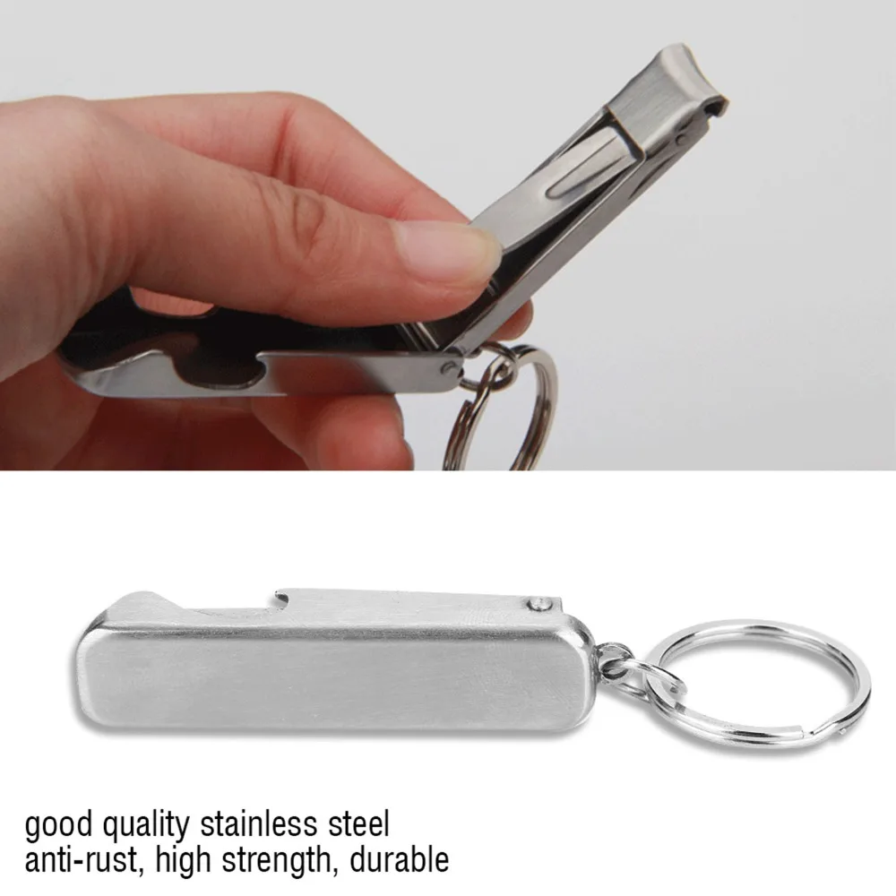 3 Pcs 2 in 1 Nail Cutter Clippers Stainless Steel Foldable Nail Cutter Bottle Opener Ultra Thin Portable