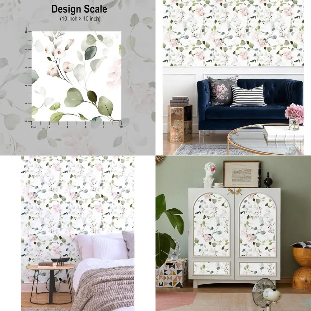 

Самоклеящиеся обои с текстурой акварельных листьев в стиле бохо, свежие и зеленые