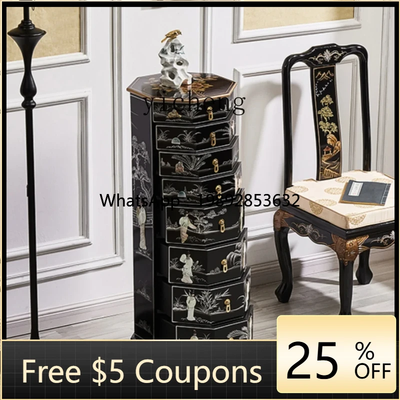 

1 New Chinese Floor Cabinet Octagonal Cabinet Corner Drawer Door Customer Decorative Cabinet Retro