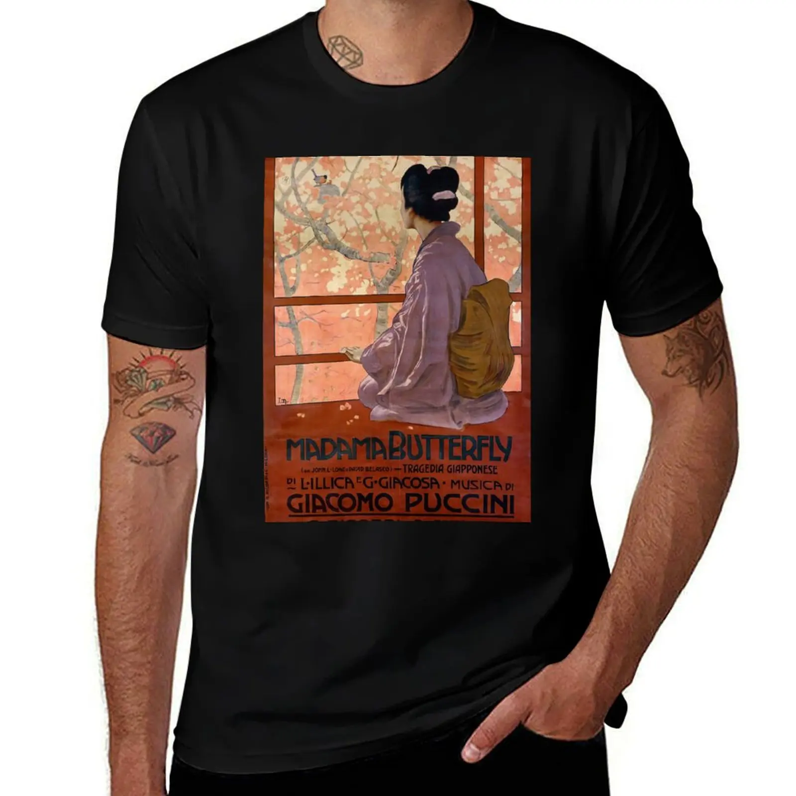 

Vintage poster. Opera Madama Butterfly. T-Shirt Summer Fashion Casual Tee Shirt