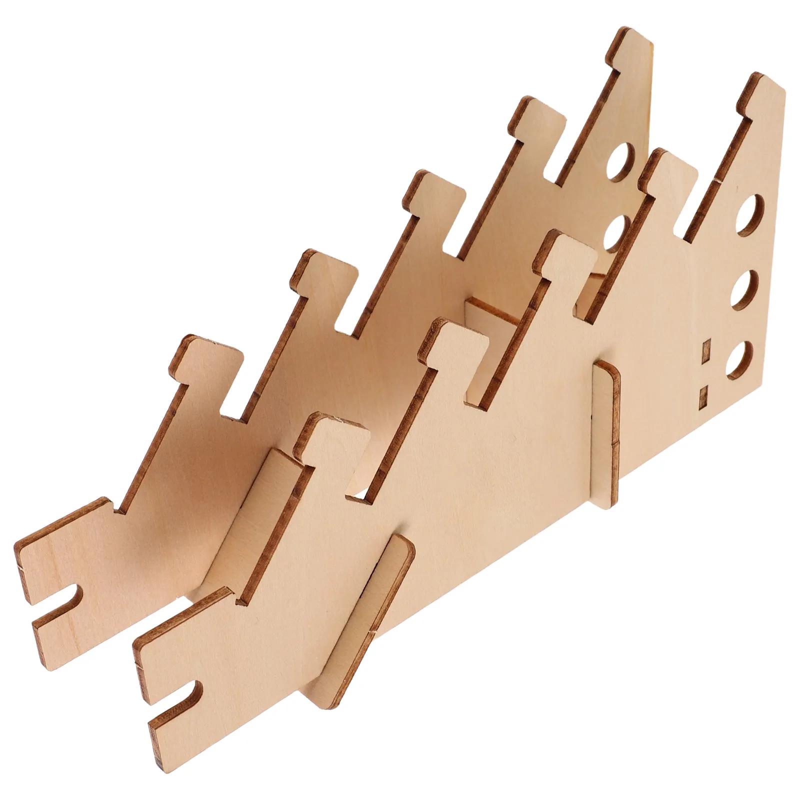 5-Tier Wooden Fingerboard Display Rack Shelf Organizer for Mini Skateboard Collection Floor Stand Storage Hanger Decorative Wood