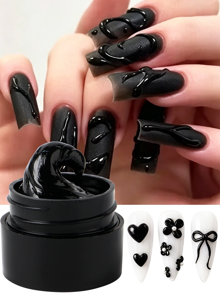 5ml Czarny Żel do Modelowania Paznokci 3D, Nieprzywierający do Skóry, do Przedłużania Paznokci, Tworzenia Kwiatów, Modelowania, Czarny Żel w Kremie do Dekoracji Paznokci (5ml G-624) — Zdjęcie 2 z 2