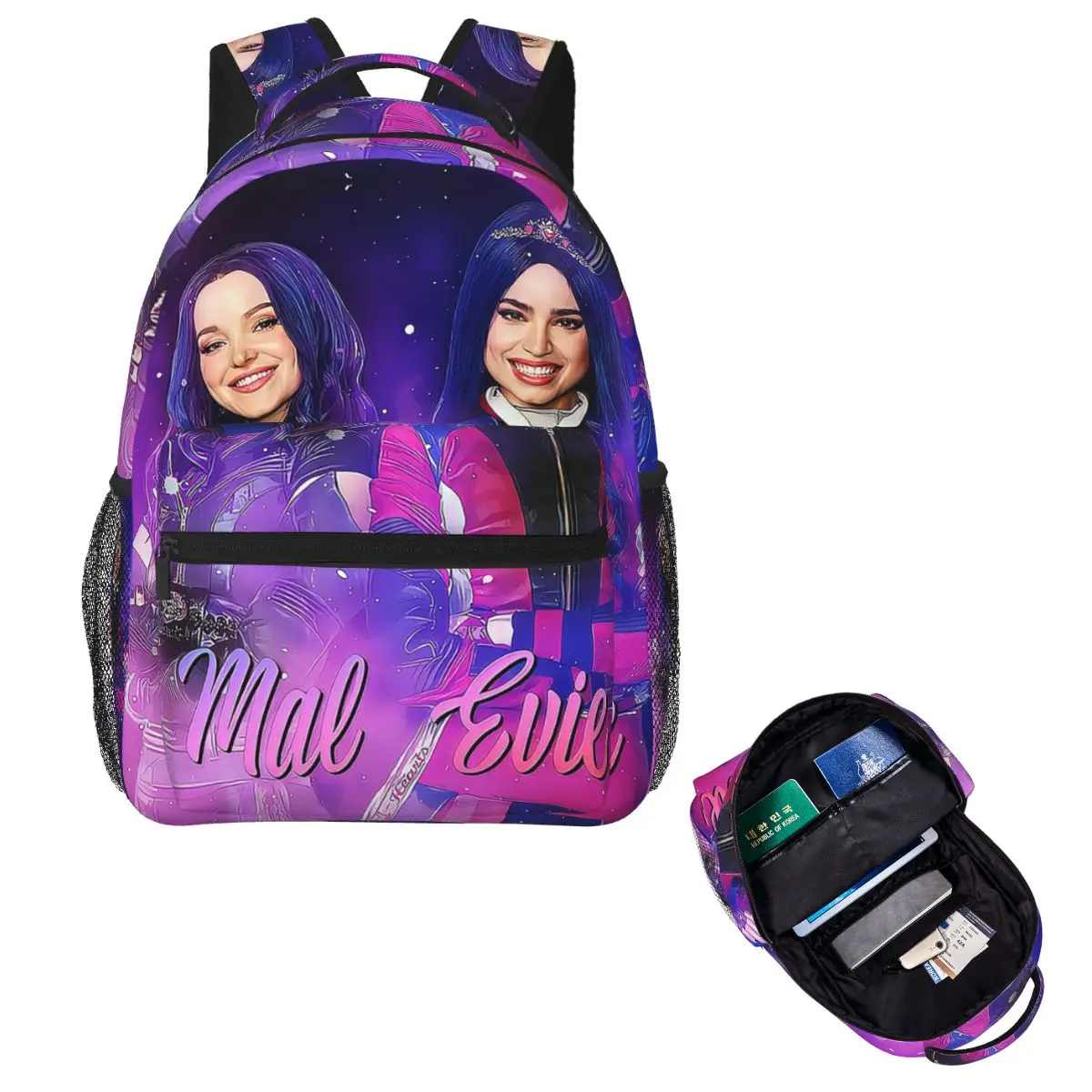 

Mal And Evie - Рюкзак Descendants, Лидер продаж, рюкзак большой вместимости, детская сумка для книг, школьная сумка, сумки на плечо для мужчин и женщин