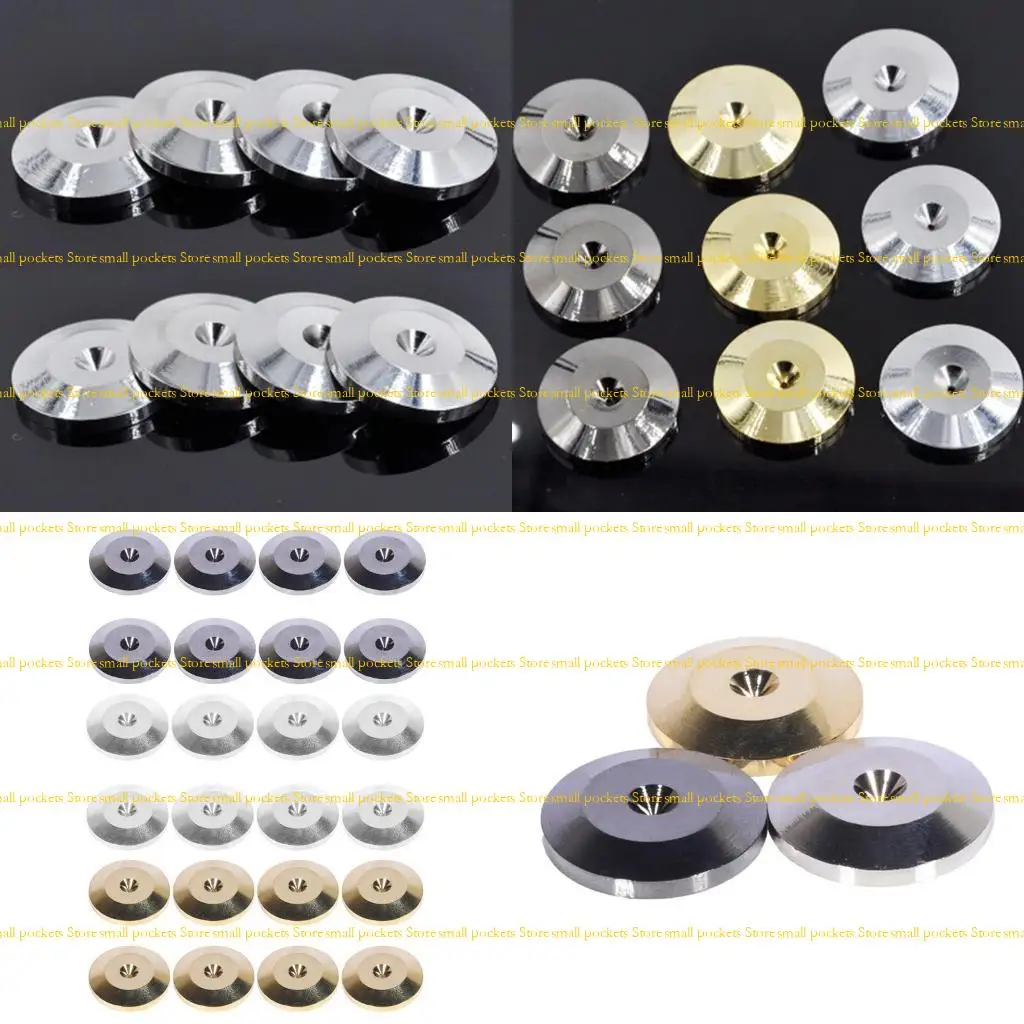 

R1WD 8 Pcs 25x5mm Universal Aluminum Alloy Speaker Spikes Pads Speaker Shock Base Pad