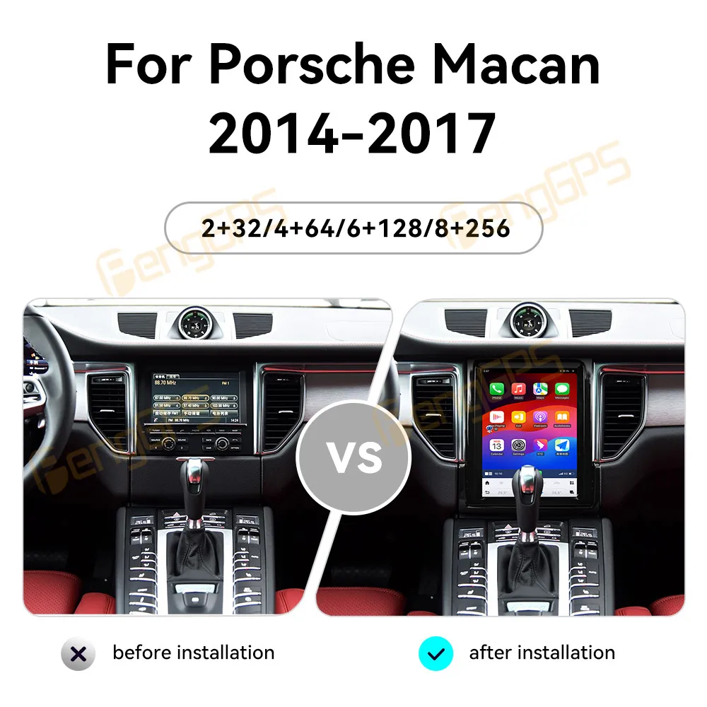 10.4 Inch Android 13 CarPlay Car Radio For Porsche Macan 2014-2017 Touch Screen Multimedia Player GPS Navigation DSP Head Unit