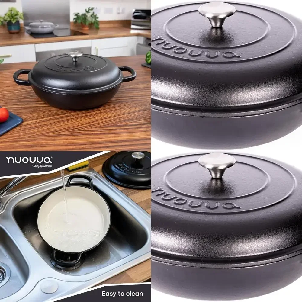 

Enameled Non-Stick Cast Iron Dutch Oven, 5-Quart, 32cm, Oven-Safe up to 500°F, Black