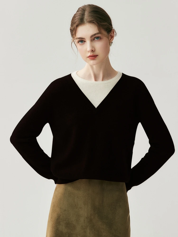 Abbigliamento da donna casual alla moda Colore a contrasto Maglione più venduto Autunno Inverno Pullover lavorato a maglia in cashmere 100% di alta qualità