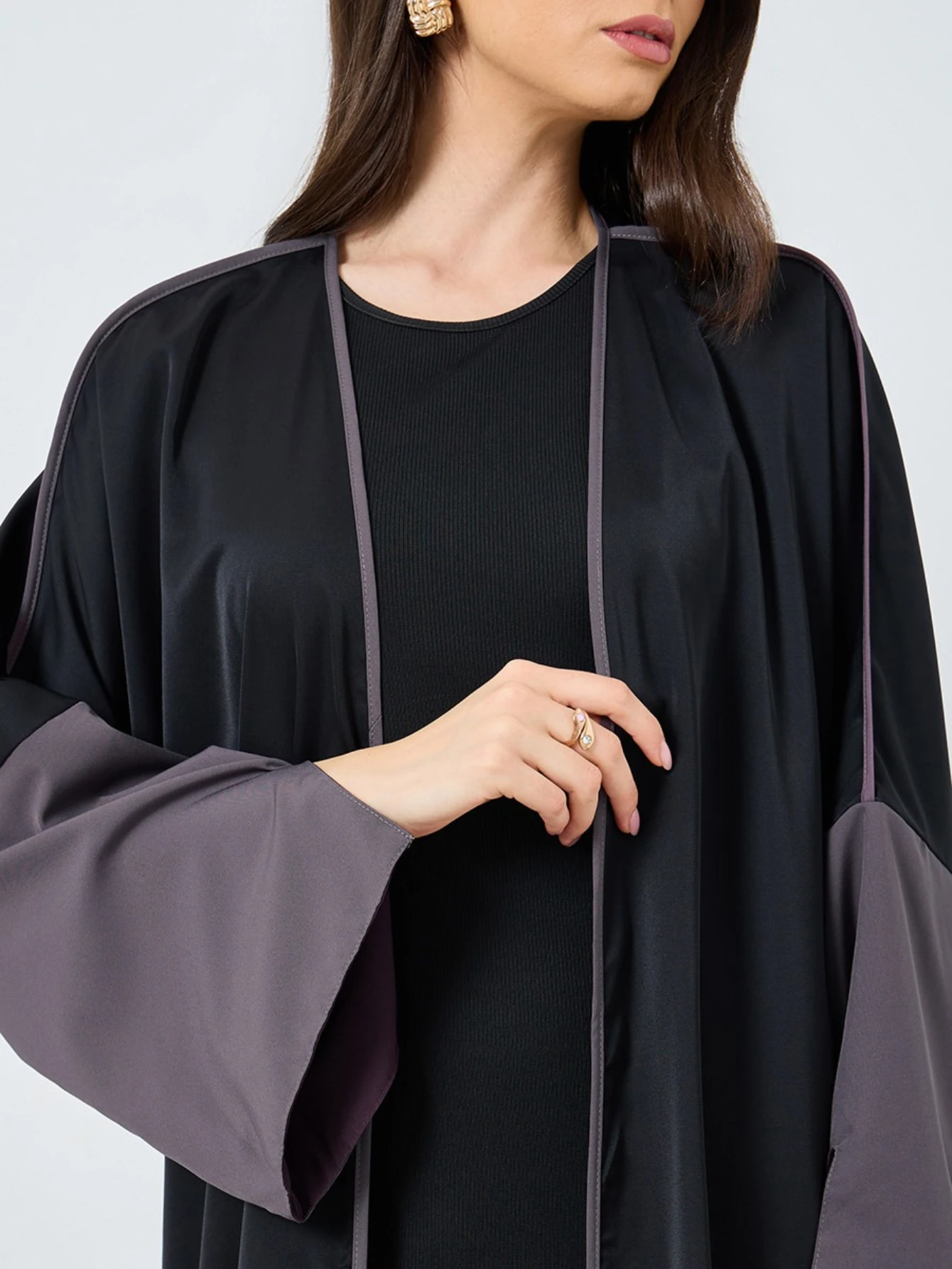 Middle Eastern Full Sleeve Loose Abaya Muslim Women Open Front Abayas Elegant Kaftans Arabian JilbabsIslamic Maxi Dresses