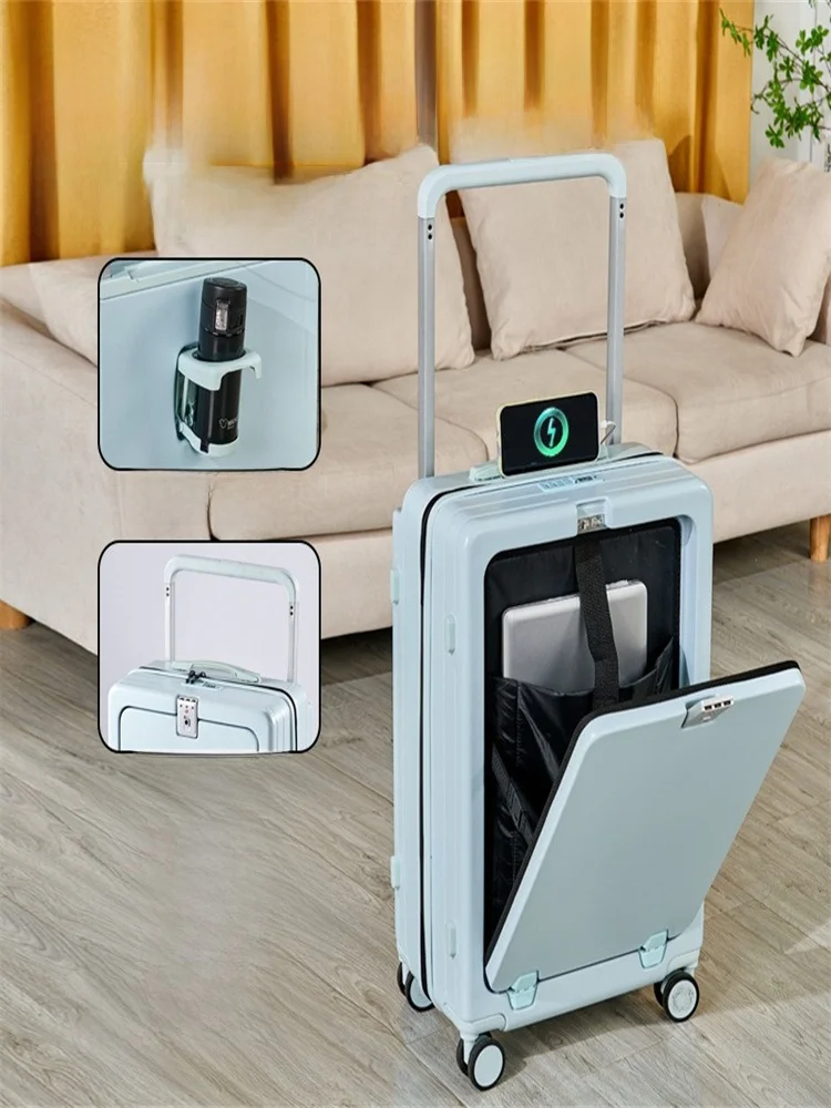 Reiskoffer met grote capaciteit en aluminium frame met brede stang Multifunctionele trekstang Stil Universeel wiel Faion Trend