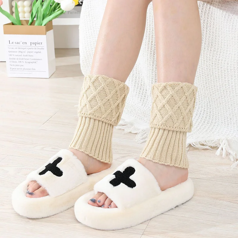 المرأة محبوك تنوعا الساق حامي غطاء الحذاء غطاء للقدم نمط قصير جديد الوجه على غطاء جورب دافئ محبوك #6