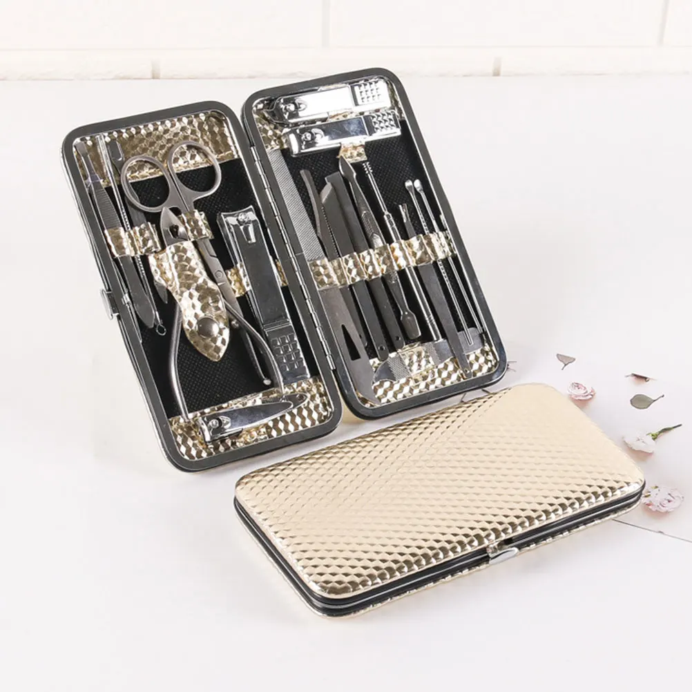 

19pcs Nail Art Tool Kit Stainless Steel Long Handle Professional Home Use Manicure Pedicure Grooming Set Nail Scissors Trimmer
