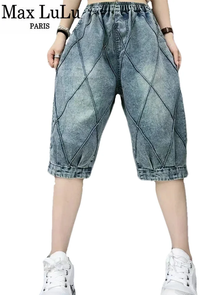 Max LuLu 2024 letnie ubrania moda damska spodenki jeansowe damskie luźne dżinsy w stylu vintage klasyczne spodnie haremowe koreańskie spodnie na co