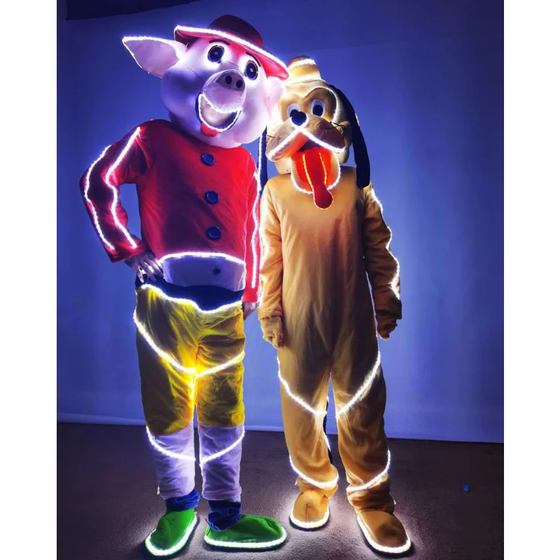 

LED Costume Animal Cosplay Anime Bunny Cow Pig Carnival Festival Outfits Stage Performance Ceremony Clothes Bodysuit Adults Men