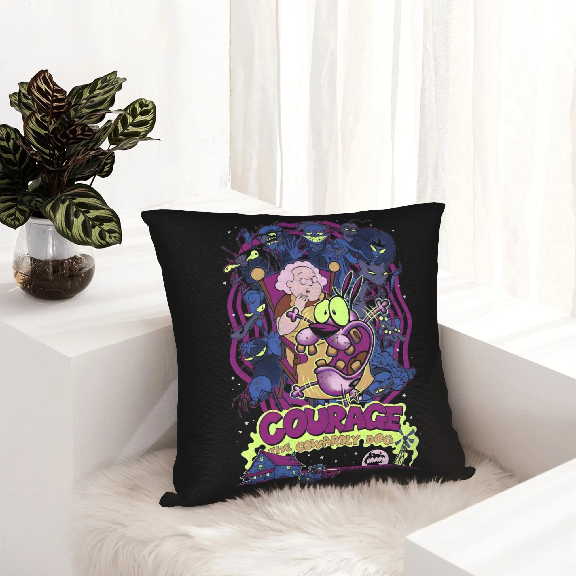 Courage The Cowardly Dog Modern Pillow Cover Decoration Cartoon Adventure Cushions for Sofa