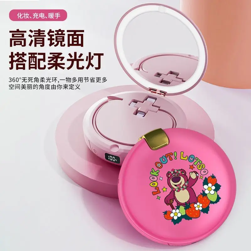 

Cute Mickey Mouse hand warmer makeup mirror charge treasure three-in-one Disney Toy Story Lotso Multi functional makeup mirror