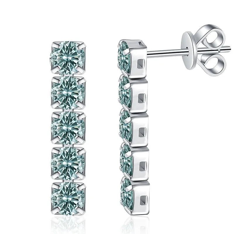 

E226 Lefei Fashion Trendy Luxury Classic Color Natural Green Moissanite Tassel Earring Women s925 Sterling Silver Party Jewelry