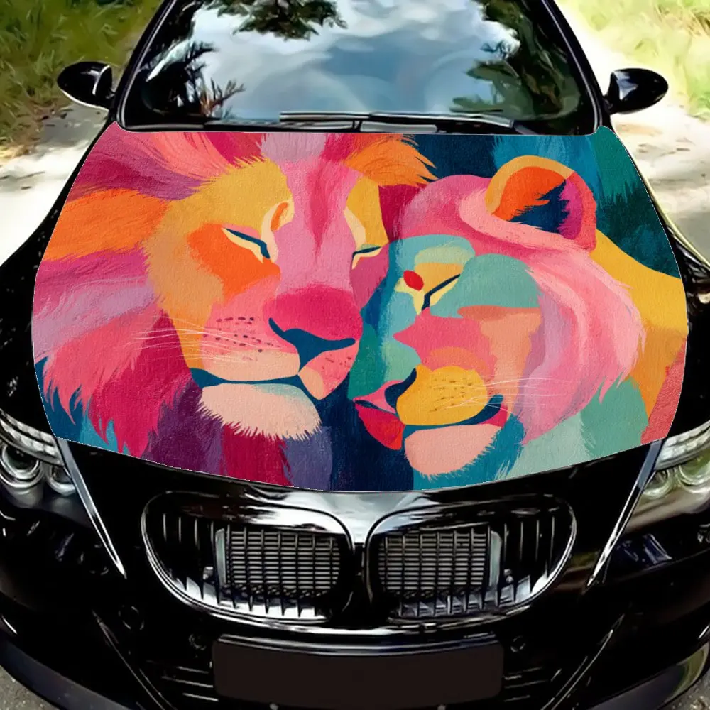 

Two Lions Car Hood Decal Sticker, Truck Sticker, Self-Adhesive Long-Lasting Car Accessories, Suitable For Car, Truck Hood Orname