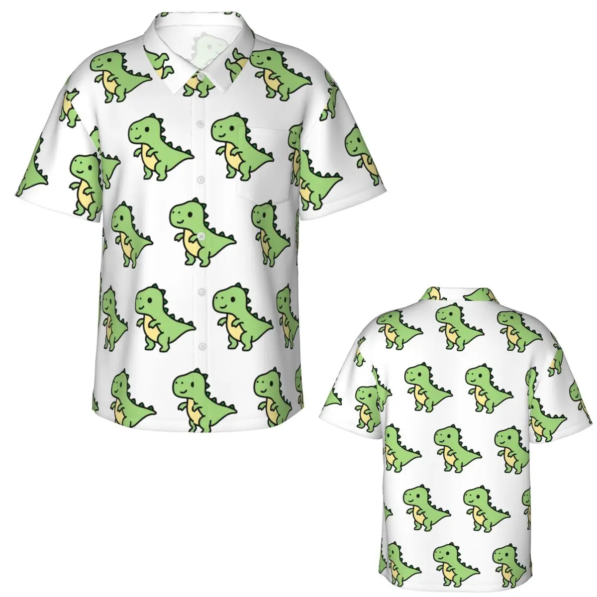 T Rex Hawaiian Shirts Fashion Men Short Sleeve Shirt for Summer Beach Men's Button Tops