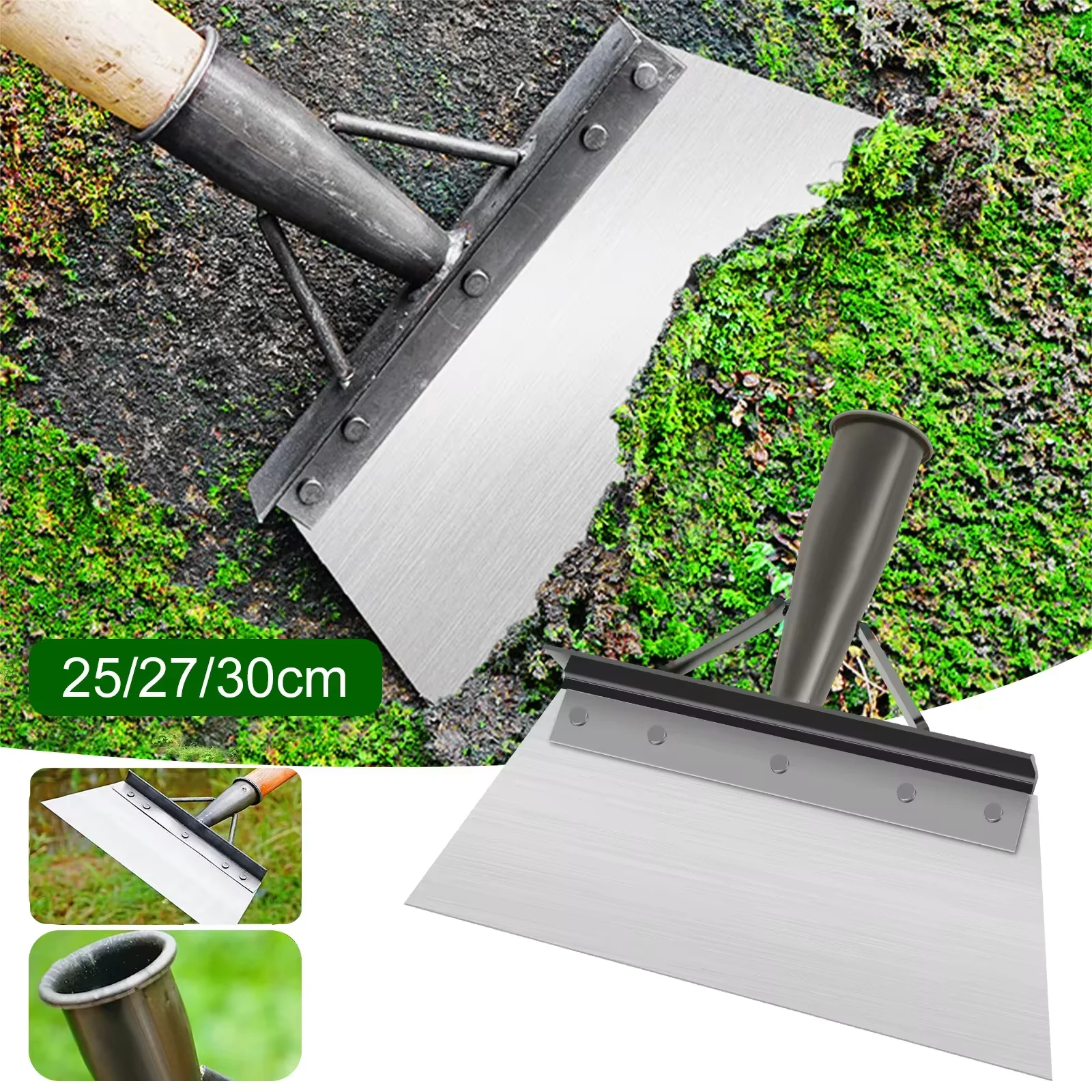 30cm Metal Weed Cleaning Shovel Stainless Steel Deicing Shovel Multifunctional Outdoor Garden Shovel Farm Weeding Planting Shove 