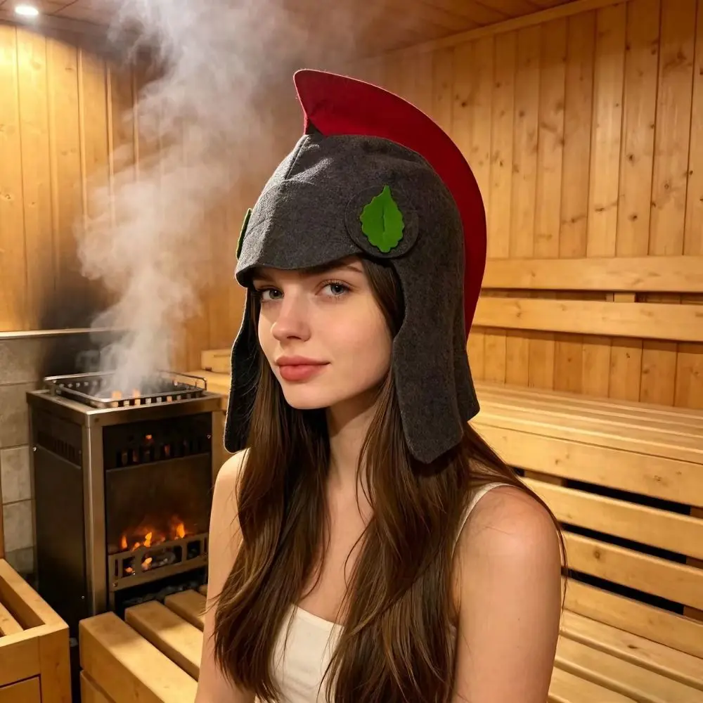 Spartan Warrior Design Sauna Cap Lightweight High Temperature Resistance Bath Hat Thick Wool Felt Secure Fit Steam Room Hat
