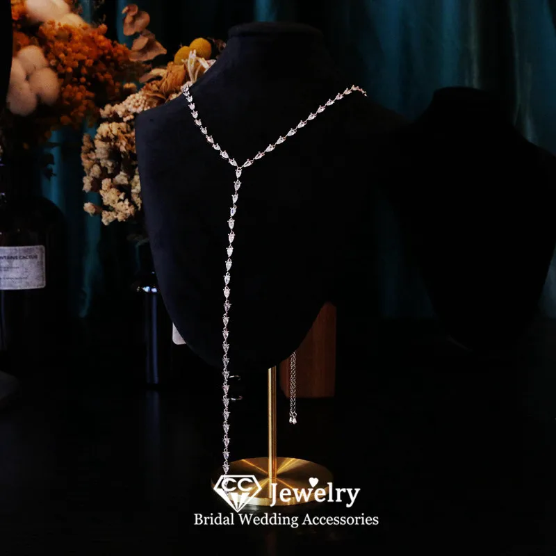 

CC Trendy Necklace Wedding Events Women Accessories Bridal Bijoux Engagement Fine Jewelry Adjustable Shining Chain Party FO54