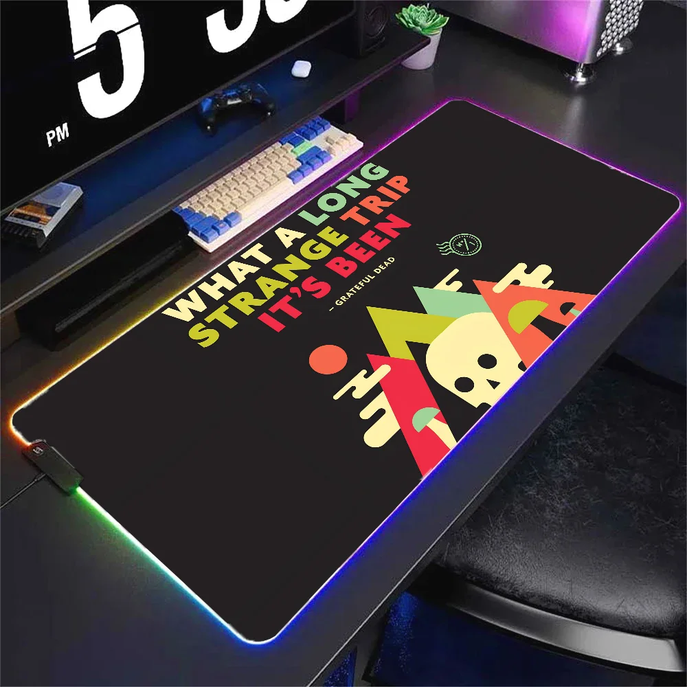 G-Grateful D-Dead  Mousepad XXL RGB Gaming Mouse Pads HD Black Gamer Accessories Large LED