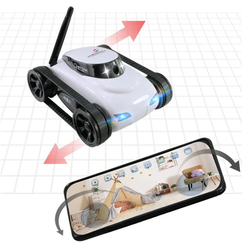 Excellent-FPV WIFI RC Mobil Kualitas Waktu Nyata Kamera Mini Video Remote Control Tangki Robot Aplikasi Cerdas Nirkabel Untuk Anak-anak
