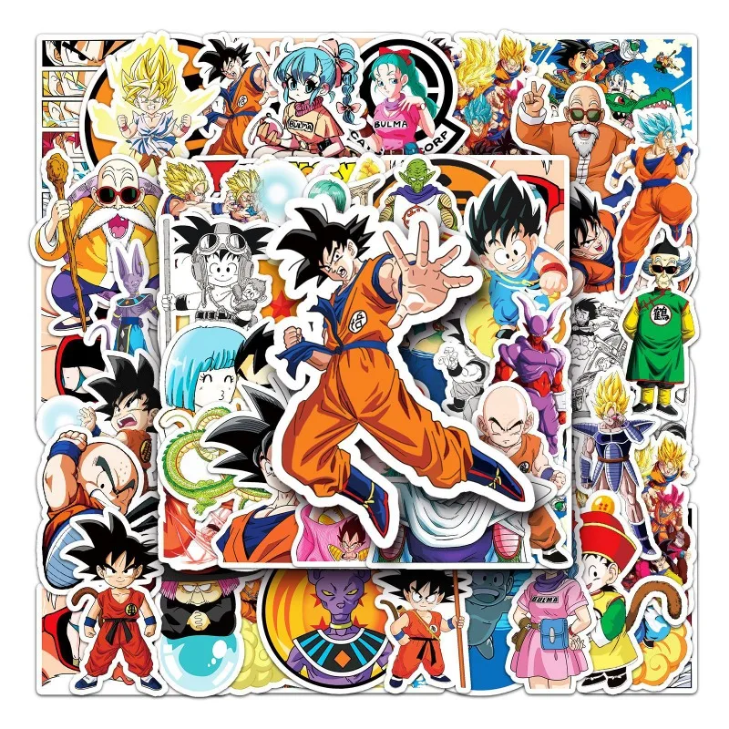 50 Pieces of Dragon Ball Waterproof Decoration Luggage, Phone Case, Computer, Guitar, Notebook Stickers for Multiple Characters