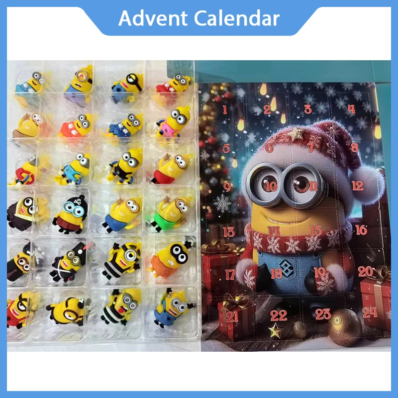 

New Minions Christmas Halloween Advent Calendar 24pcs Surprise Gift Minions Anime Figure Model Toy kid Christmas Gift In Stock