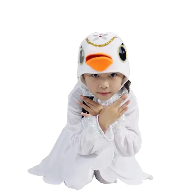أزياء الهالوين التأثيرية للأطفال أبيض وأسود بجعة بيضاء أوزة أزياء تنكرية للأطفال أزياء مسرحية