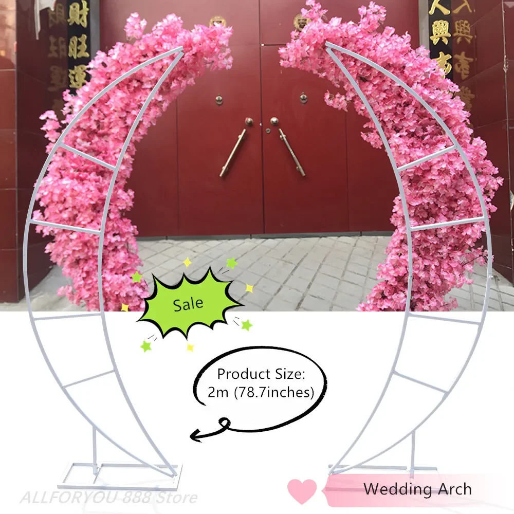 

Wedding Stand Balloon Arch Circular 2m Beautiful Decorative Crescent White Round Metal DIY Backdrop For Party Decoration