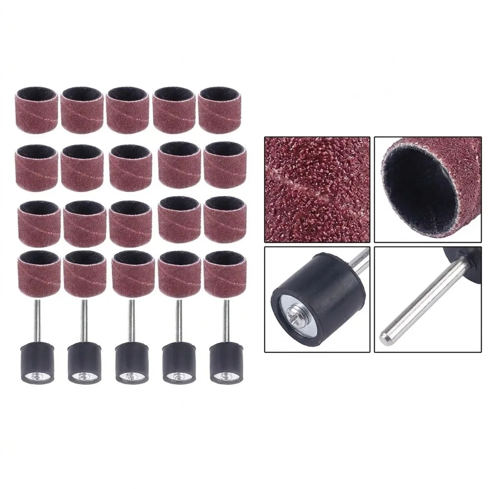 25Pcs Sanding Drum for Polishing Compatible with Metal Amber and Wood Sculptures Rotary Grinding Head 40320 12inch