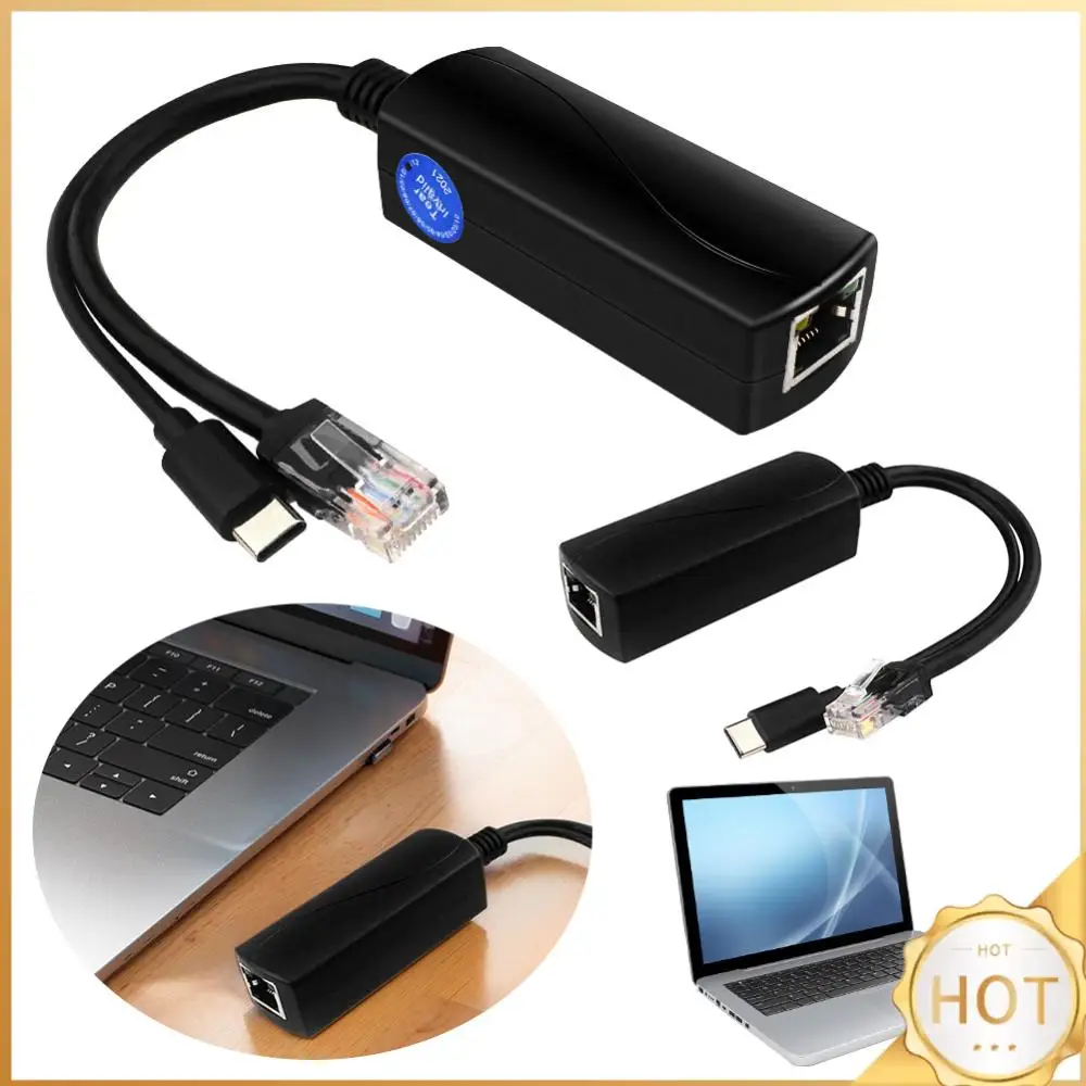 

PoE-адаптер-сплиттер 48В с выходом USB-C 5В/4А, совместимый с IEEE802.3af/at, адаптивный, 10/100/1000 Мбит/с